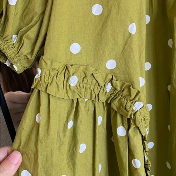 Damson Madder + Anthropologie Green Polka Dot Mini Dress, BRAND NEW - Picture 5 of 8